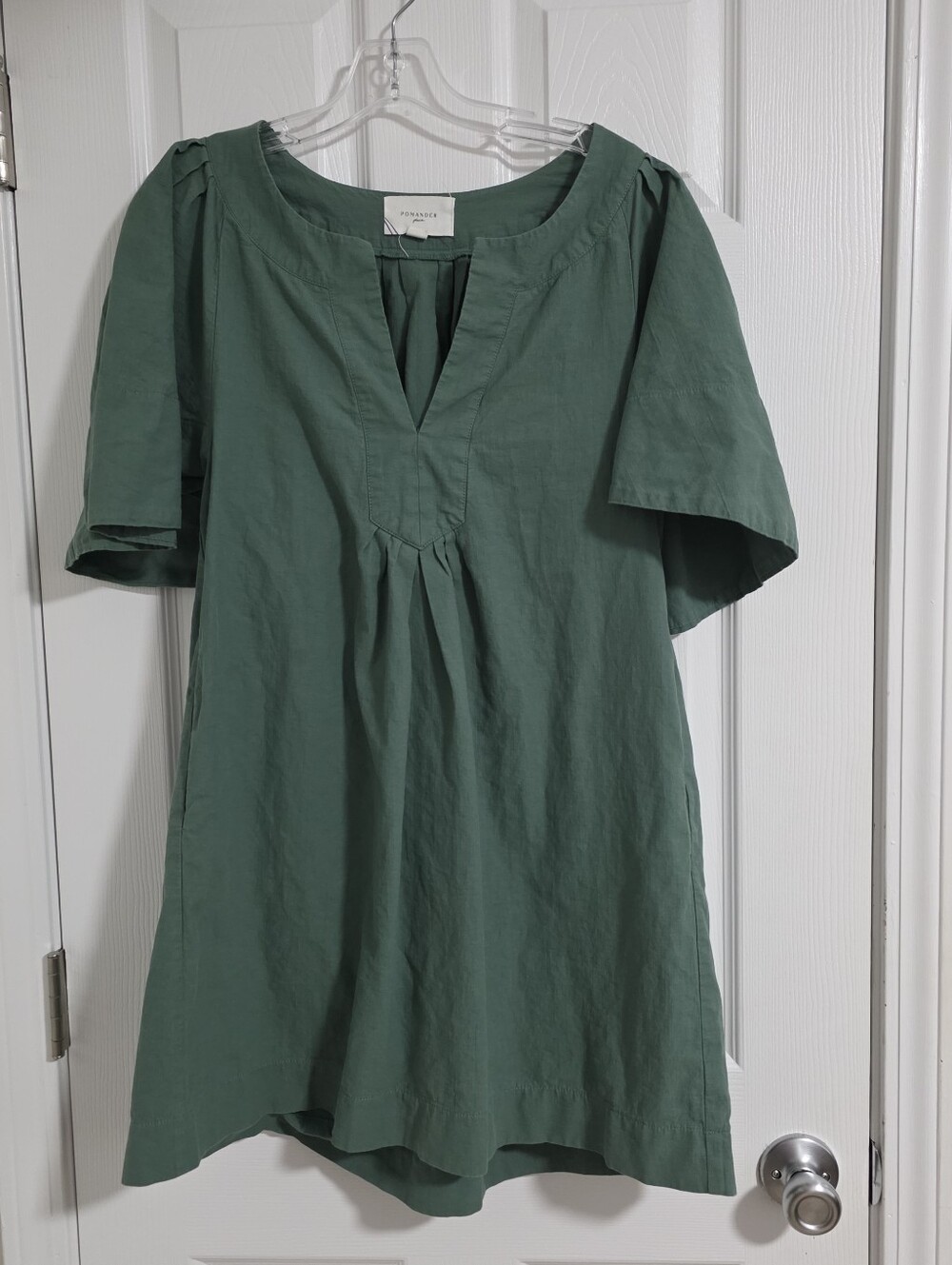 Tuckernuck Pomander Place Finley Mini Dress Women's Large Green Flutter Sleeve
